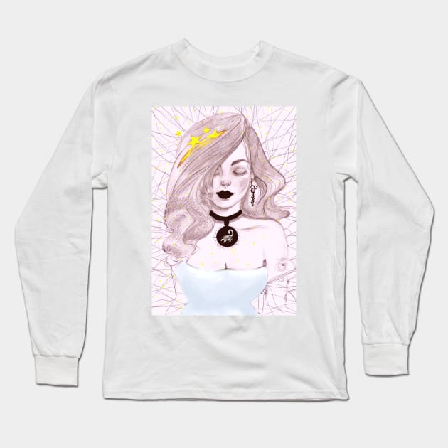 scorpio zodiac sign illustration for scorpio women Long Sleeve T-Shirt by chandelier2137